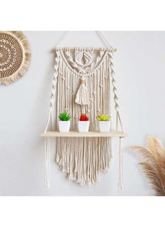 Buy Macrame Indoor Wall Hanging Shelf Hand Woven Bohemian Décor ‎65,02 x 14,99 x 32 in Egypt