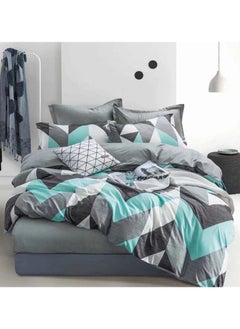 Buy 6-Piece Queen Size Duvet Cover Set Microfibre Super Soft Cotton Includes 1X Duvet Cover 180x230 cm Sheet 160x200+30 cm 4xPillowcases 50x75cm in UAE