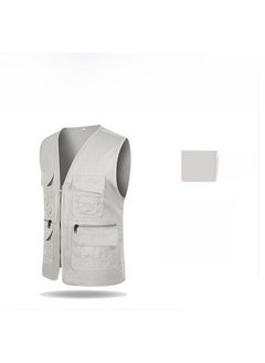 Buy Mens Custom Vest Multi-Pocket Reporter Jacket Light gray in UAE