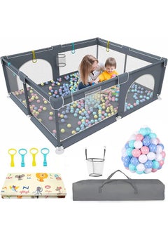 Buy Large Baby Playard With 50 Pcs Balls, Playmats, Grey, 160 CM X 200 CM in UAE