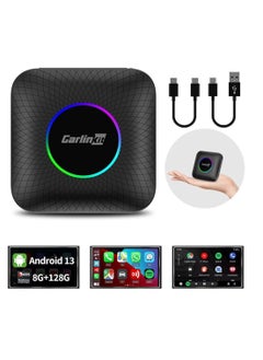 Buy Carlinkit Newest Android 13.0 Ai Box LED, 8+128GB with Qualcomm 8-cores, 3-in-1 Wireless CarPlay/Android Auto Comes with Google Play Store, Streaming Video, Only for The Vehicle with Wired CarPlay in UAE