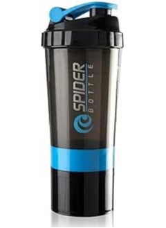 Buy Protein Shaker Bottle with Non Slip 3 Layer Twist Off - Blue, 500 ml in Saudi Arabia