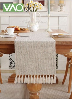 Buy Braided Cotton Linen Table Runners Long Farmhouse Burlap Table Runner Jute Rustic Table Decor Holiday Parties and Everyday Use 30*220CM in Saudi Arabia