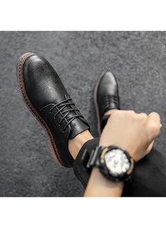 اشتري Autumn Trendy British Style Business Dress Men's Casual Leather Shoes New Style Breathable All-match Low-top Martin Shoes Trendy Shoes في السعودية