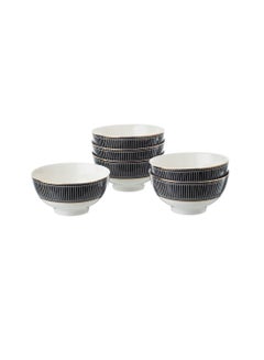 Buy porcelain Soup Bowl set of 6 pcs with black and gold design 11.5 cm in Saudi Arabia