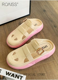 Buy Women's Closed Toe Half Slippers Summer Slip-On Lazy Half Slide Sandals Soft and Comfortable Hollow Out Thick Sole Casual Shoes for Women Freeing up your feet in Saudi Arabia