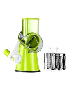 Buy Cutter with Multifunctional Vegetable Rotary,Spiralizer Drum Vegetable Slicer for Kitchen with 3 Stainless Steel Revolving Blades,Green in Saudi Arabia