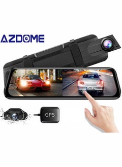 Buy AR09 WIFI 2.5K Mirror Dash Cam, 10" Split-Screen Display Rear View Mirror Camera, Night Vision 170° FOV Dual Backup Camera with Sony Sensor, Loop Recording, Parking Mode in Saudi Arabia