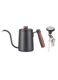 اشتري Coffee Kettle With Thermometer Drip V60 Pour Over Coffee Gooseneck Thin Spout Black 600ml في السعودية