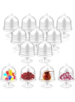 Buy Dessert Cups, Set of 12 Small Plastic Dessert Table Decoration Holders with Domes, Mini Candy Box Cupcake Stands Freestanding Cake Dome Macaron Stands in UAE