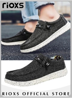 Buy Mens Wendy Canvas Slip-on Casual Shoes Loafer Lace Up Loafers Comfortable Light-Weight Flats in UAE