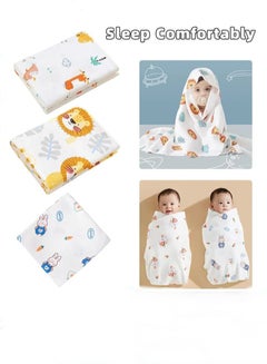 اشتري 3 PCS Baby Swaddle Blanket for Newborn Infant Swaddling Wrap Babies Sleeping Bag for Boy Girl Soft Cotton Sleep Sack في الامارات
