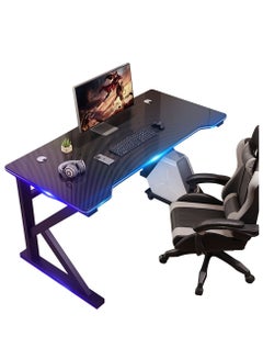 اشتري Ergonomic Gaming Desk 31.5 Inch,PC Gaming Table, K Shaped Gaming Computer Desk, Carbon Fiber Home Office Gamer Desk Black في الامارات