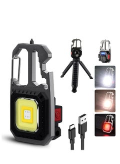Buy COB Mini Flashlight Rechargeable Keychain Flashlights,DMG-1000 Lumens Bright Rechargeable Small Flash Lights,7 Modes Portable Pocket LED Torch with Multifunction for Fishing,Camping (+bracket) in Saudi Arabia