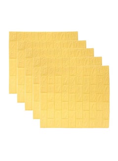 Buy 5-Piece Yellow Colors Waterproof Brick Wall Sticker 3D Foam Wallpaper in UAE