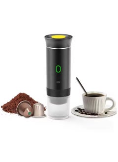 Buy Electric Travel Espresso Machine Heating Water Portable Coffee Maker Compatible with Ground Coffee Small Large Capsules in Saudi Arabia