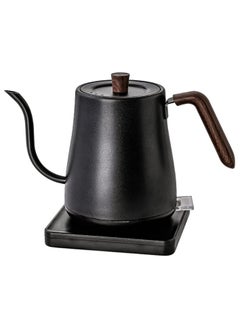 اشتري Gooseneck Electric Kettle 0.8L, Water Boiler One Key Fast Boiling Hot Water Kettle Pour Over Coffee and Tea Kettle Wood Handle, Stainless Steel Inner 1000W Auto Shut-Off Protection,BPA Free,Black في الامارات