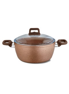 اشتري Evimsaray Defne Series Non Stick Granite Deep Pot 24 Centimeter Rose/Brown Color في الامارات