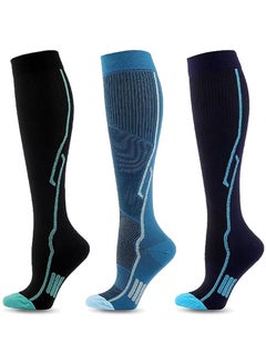Buy 3 Pair Compression Socks For Men Athletic Football Socks for Run Basketball Soccer Travel （XL） in Saudi Arabia