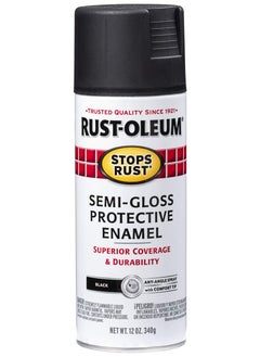 Buy Rustoleum Stops Rust Gloss Protective Enamel Spray Paint 12oz Black in UAE