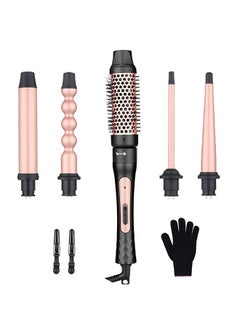 اشتري Beauenty Curling Wand Set, 5 in 1 Curling Iron Set with 5 Interchangeable Curling Wand Ceramic Barrel(9-32mm), with Temperature Adjustment and Heat Up, Hair Curler Include Heat Resistant Glove (F) في السعودية