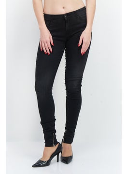 Buy Women Super Skinny Fit Stretchable Washed Denim Jeans, Black in Saudi Arabia