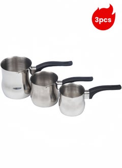 Buy Coffee Utensils Stainless Steel Coffee Milk Cup, 3 Pcs Set, Coffee Maker, 170ML,350ML,640ML,Single Handle Milk Pot in Saudi Arabia