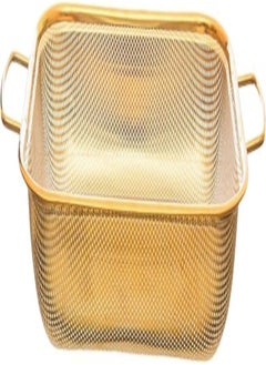 اشتري Stainless Steel Rectangular Pasta Strainer 27x35cm Gold في مصر