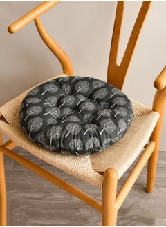 Buy Round Decorative Velvet Upholstered Chair Cushion Meditation Floor Round Pillow For Seating On Floor Solid Tufted Thick Cushion For Yoga Living Room Sofa Balcony Outdoor (Black 40 X 40 Cm) in Saudi Arabia