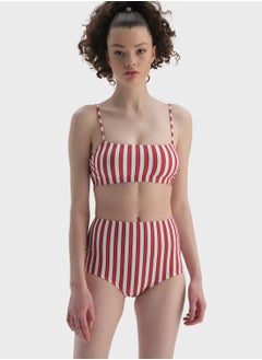 Buy Striped High Waist Bikini Bottom in UAE