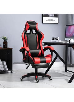 Buy Gaming Chair Office Chair， High Back Computer Chair with Footrest and Lumbar Support， Ergonomic Chair with 360°-Swivel Task Chair (Red+Black) in UAE