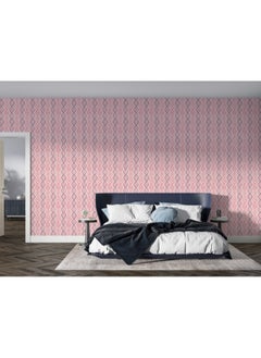 Buy Cute Grey And Pink Ikat Tribal Pattern Fabric Wallpaper Covers An Area ​​Up To 4.2Mx3M With Adhesive And Smoothing Tool in Egypt