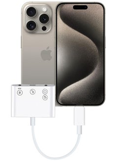 اشتري iPhone 15 Pro Live Converter 3 in 1 OTG Splitter USB Type-C to Dual 3.5mm Aux Audio Headphone Adapter with USB-C Charge Port Jh098 في الامارات