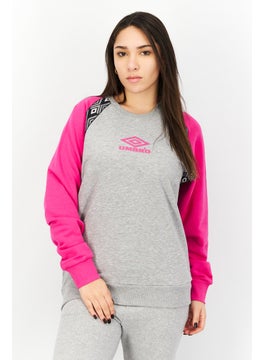 اشتري Women Sportswear Fit Hooded Brand Logo Sweatshirts, Pink/Grey في الامارات