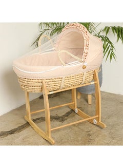 Buy Portable Baby Moses Basket Cot With Durable Rocking Stand (Beige) in Saudi Arabia