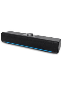 Buy Computer Speakers, 2.0 Stereo USB Powered Wired Soundbar Speaker with Blue LED Light and 3.5 mm Aux Connection for TV Desktop Laptop PC Monitor Mobile Phone in UAE