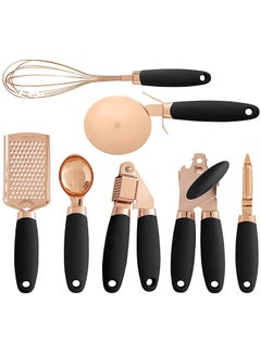 Buy 7-Piece Copper Coated Kitchen Gadget Set - Non-stick Utensils with Soft Touch Silicone Handles, Heat-Resistant Design and Easy Cleaning for Kitchen and Home Cooking in UAE