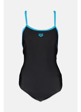 Buy Women One Piece Brand Logo Swimsuit, Black in Saudi Arabia