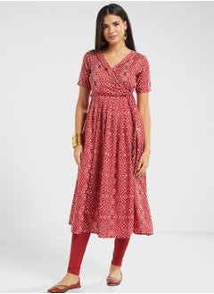 Buy Surplice Side Split Printed Kurti in UAE