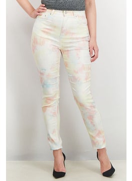 اشتري Women Skinny Tie Dye Jeans, Yellow and Pink في الامارات