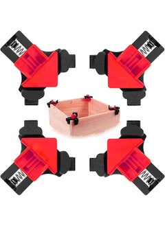 Buy 90 Degree Angle Clamps, Woodworking Corner Clip, Set of 4 Adjustable Right Angle Clip Fixer Hand Tools - Red in UAE