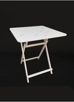 Buy Wooden square folding table with aluminum legs, size 70 cm in Saudi Arabia