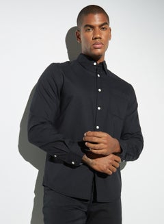 Buy Lee Cooper Solid Oxford Shirt with Long Sleeves and Pocket in Saudi Arabia