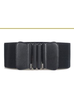 اشتري Simple Ultra Wide Women's Decoration On Buckle Waist Seal Elastic 90g  Black في الامارات