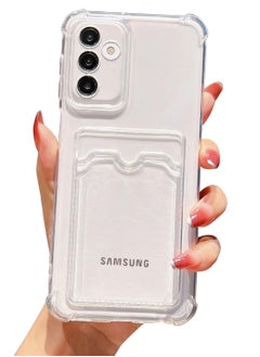 اشتري TenTech Transparent cover with shockproof corners with card holder - card holder - heat-resistant polyurethane card holder for Samsung Galaxy A55 5G - transparent في مصر