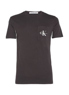 Buy Men's Slim Monogram Pocket T-Shirt, Cotton, Black in UAE