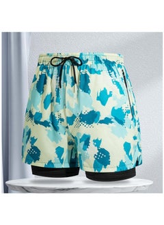 اشتري Fashionable Men's Double-Layer Quick Drying Beach Swimming Shorts في الامارات