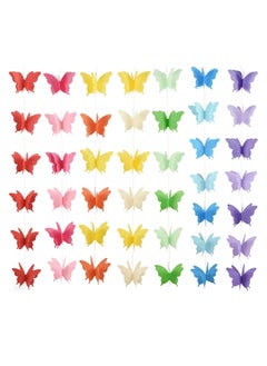 اشتري Party Butterfly Paper Garland,7 Colors 2 Meters 3D Butterfly Banner Hanging Decoration for Wedding, Baby Shower, Birthday في الامارات