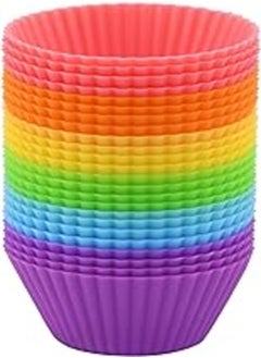 اشتري Mirenlife 2 Inch Mini Size Silicone Baking Cups Muffin Cups, Reusable and Nonstick Mini Cupcake Liners, Mini Chocolate Holders Truffle Cups, 24 Pack, 6 Vibrant Colors, Round في مصر