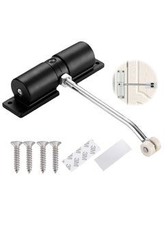 اشتري Automatic Door Closer Used for 50 kg, Zinc Alloy Safety Spring Door Closer Adjustable  Closing Door Hinge,Black في السعودية